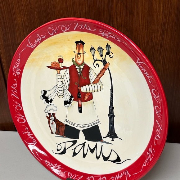 CERTIFIED INTERNATIONAL SERVING ROUND PLATE PARIS CHEFS MOTIFS COLLECTION - Picture 6 of 12